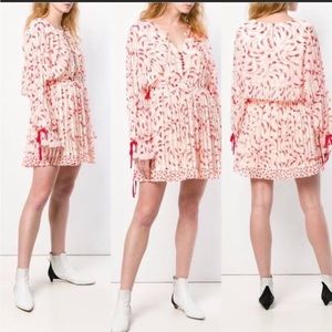 Self Portrait Crescent Chiffon Dress Red/Cream. Never worn w/Tags. US 8/UK 12.